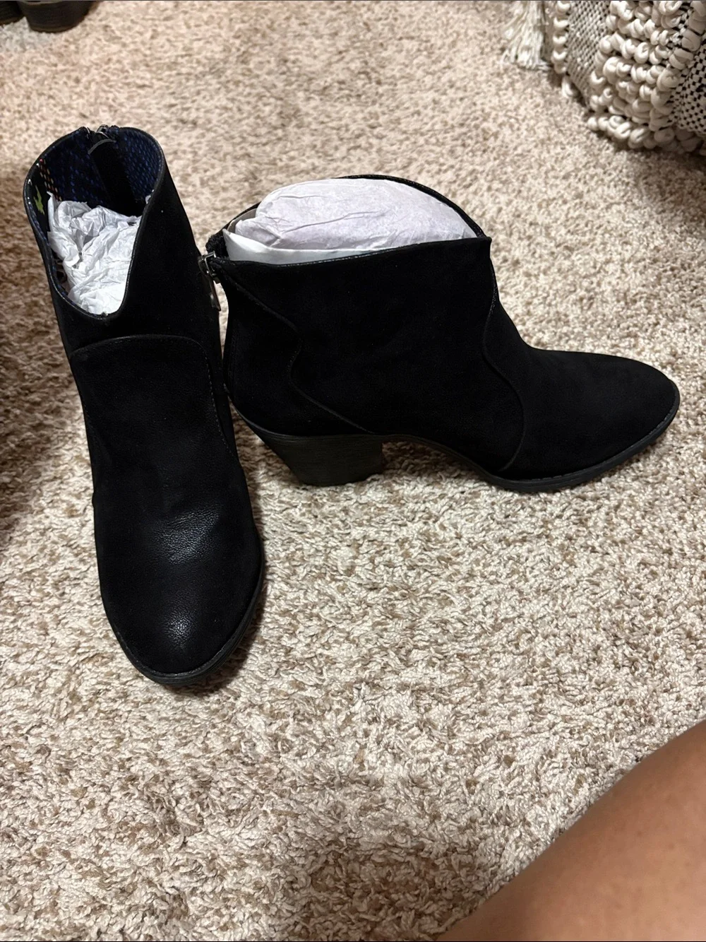 Women's Black Slip-On V-Cut Ankle Booties